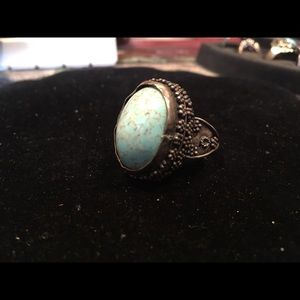 Robins egg turquoise and Sterling ring size 8